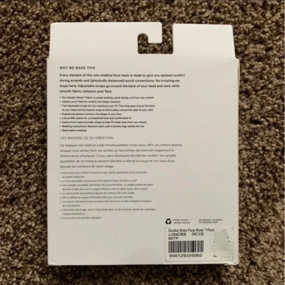 NWT Lululemon Face Mask